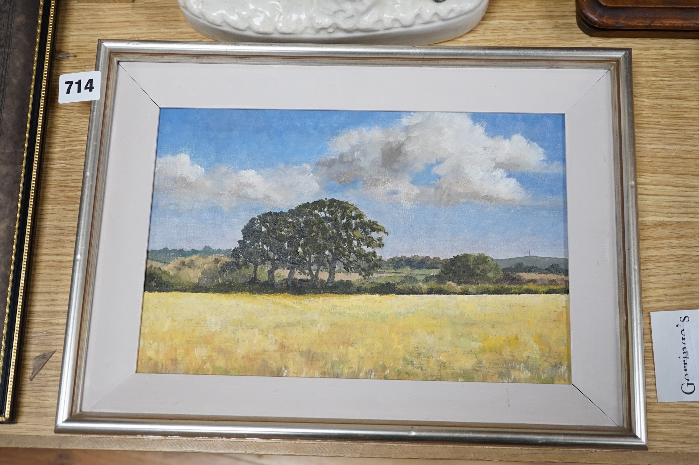 Pat Reid (20th C.), oil on board, 'Cornfield', signed verso, 19 x 29cm
